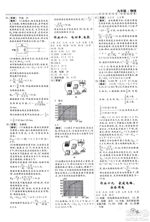 四川大学出版社2024假期冲冠学期系统总复习假期必备九年级物理通用版答案 四川大学出版社2024假期冲冠学期系统总复习假期必备九年级物理通用版答案