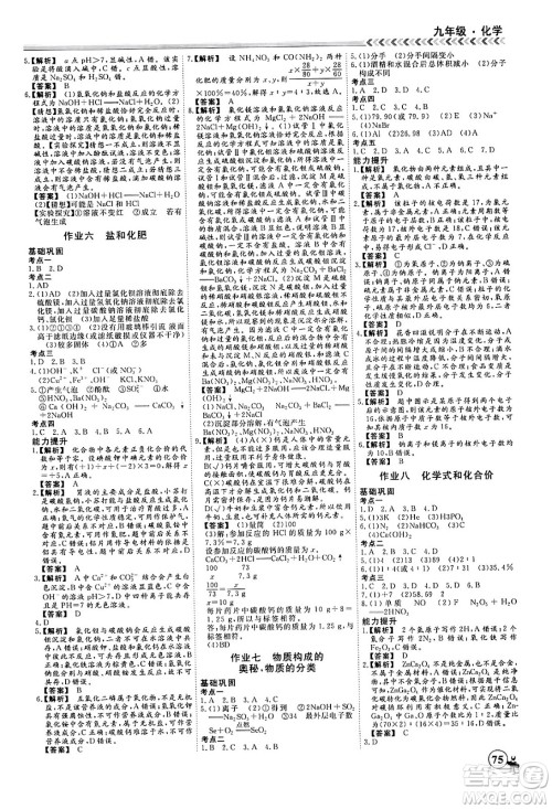 四川大学出版社2024假期冲冠学期系统总复习假期必备九年级化学通用版答案 四川大学出版社2024假期冲冠学期系统总复习假期必备九年级化学通用版答案