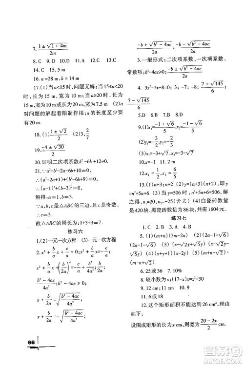 兰州大学出版社2024寒假作业九年级数学北师大版答案