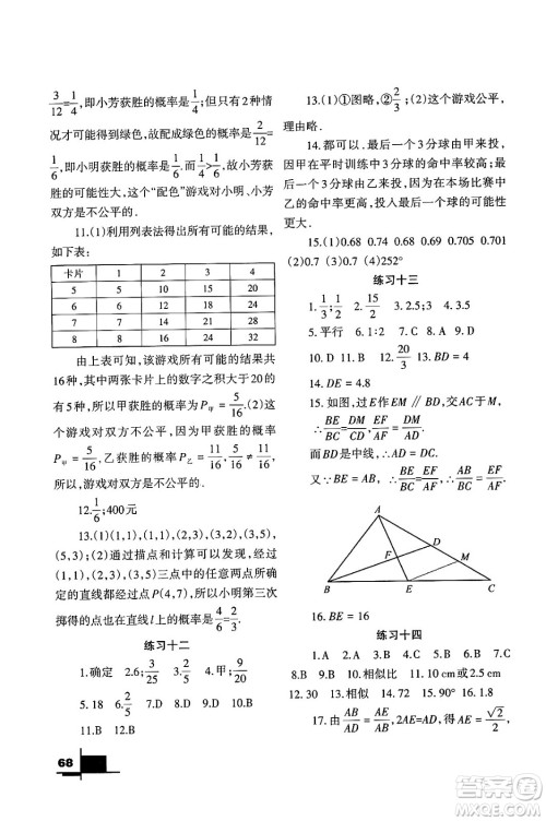 兰州大学出版社2024寒假作业九年级数学北师大版答案