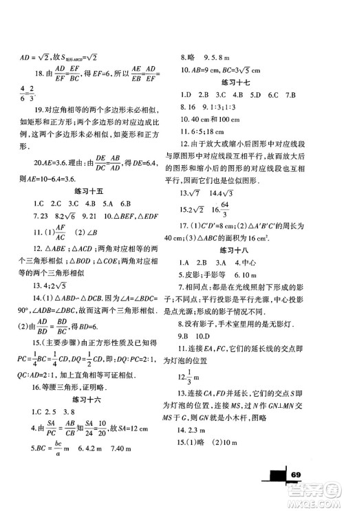 兰州大学出版社2024寒假作业九年级数学北师大版答案