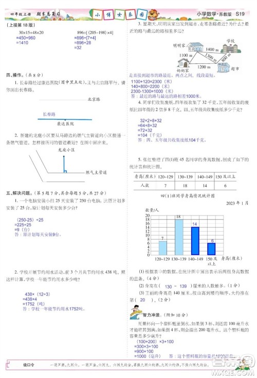 2023年秋少年智力开发报四年级数学上册苏教版期末总复习合刊参考答案 2023年秋少年智力开发报四年级数学上册苏教版期末总复习合刊参考答案