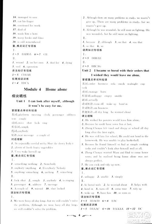 辽宁师范大学出版社2023年秋新课程新教材导航学英语九年级英语上册外研版答案