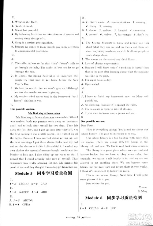 辽宁师范大学出版社2023年秋新课程新教材导航学英语九年级英语上册外研版答案