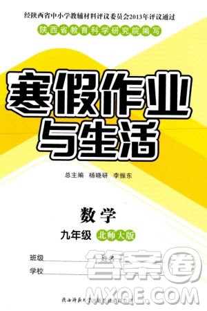 陕西师范大学出版总社有限公司2024寒假作业与生活九年级数学北师大版参考答案