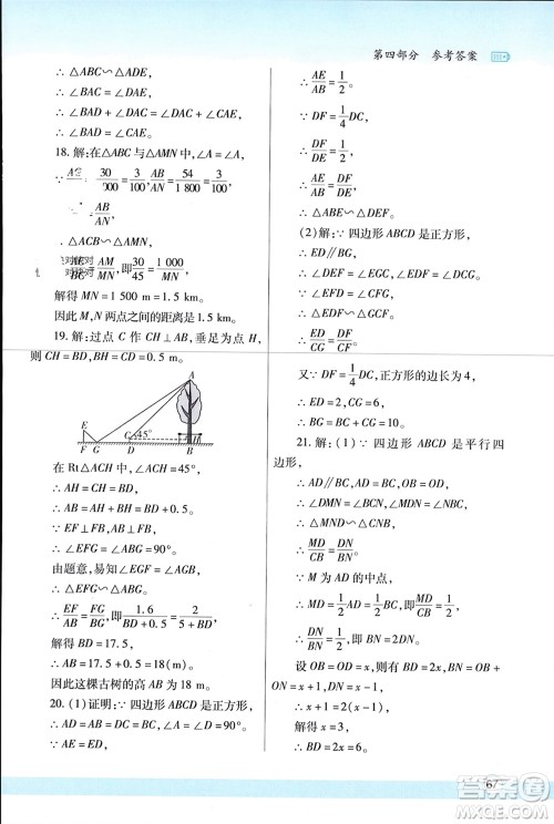 陕西师范大学出版总社有限公司2024寒假作业与生活九年级数学北师大版参考答案