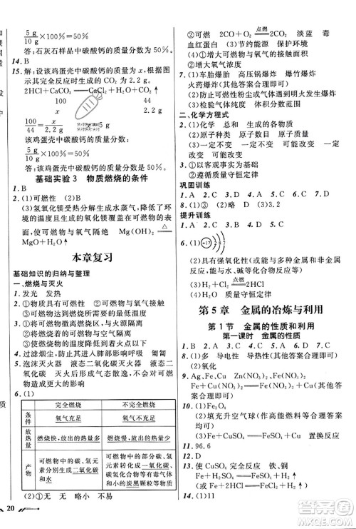 辽宁师范大学出版社2023年秋新课程新教材导航学化学九年级化学上册上教版答案