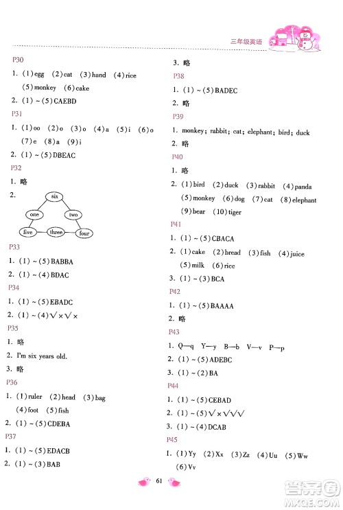 河北少年儿童出版社2024世超金典假期乐园寒假三年级英语人教版答案