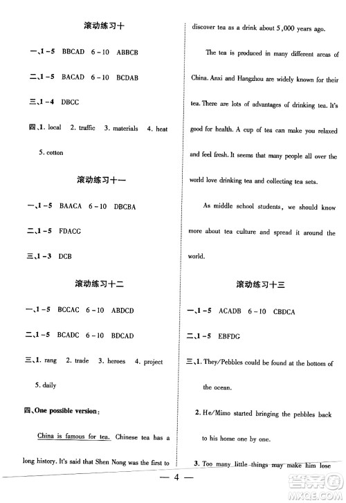 安徽大学出版社2024假期总动员寒假必刷题九年级英语课标版答案