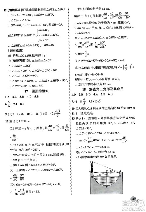 安徽大学出版社2024假期总动员寒假必刷题九年级数学课标版答案