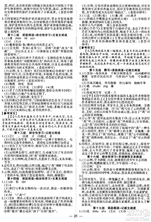 安徽大学出版社2024假期总动员寒假必刷题九年级语文部编版答案 安徽大学出版社2024假期总动员寒假必刷题九年级语文部编版答案
