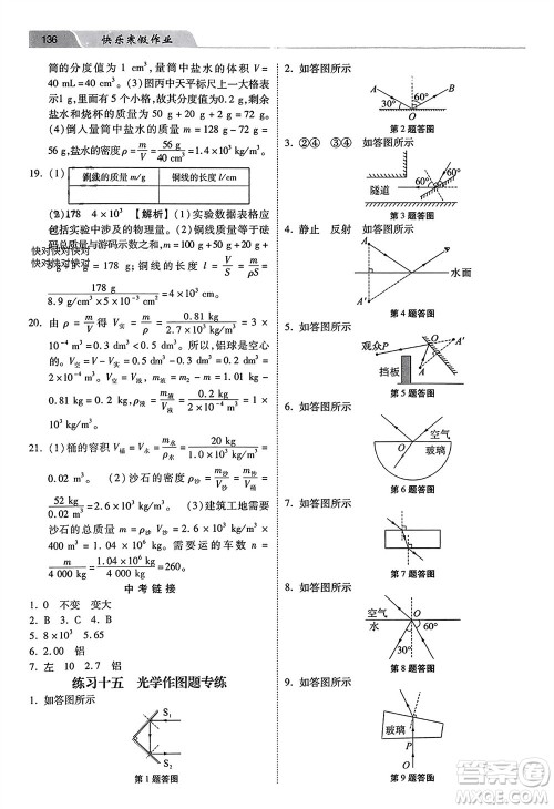 河北美术出版社2024快乐寒假作业八年级物理通用版参考答案