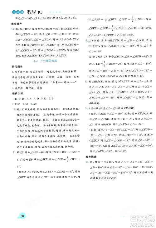 合肥工业大学出版社2024寒假总动员七年级数学人教版答案