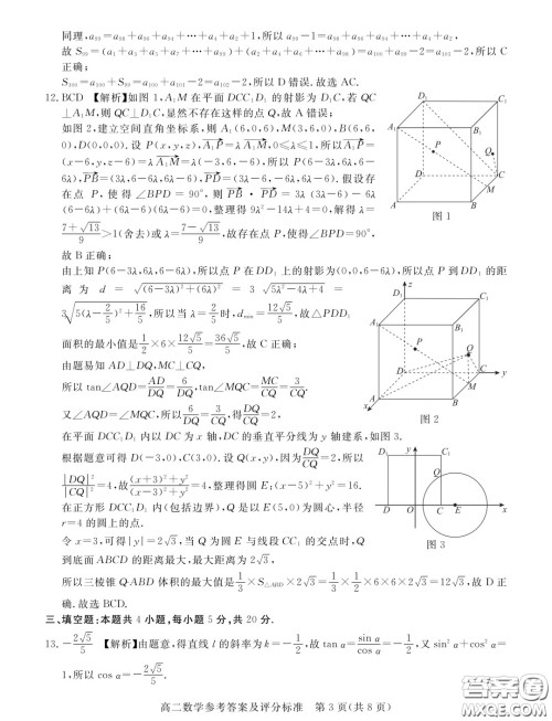 广东湛江2023-2024学年高二上学期期末调研考试数学试题答案