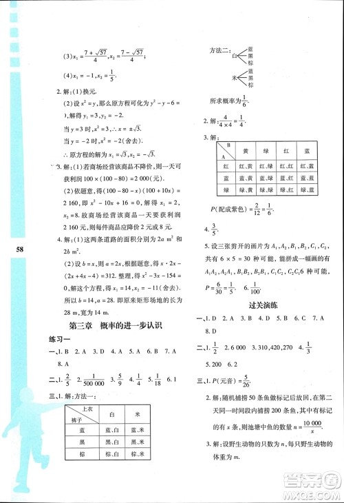 陕西人民教育出版社2024陕教出品寒假作业与生活九年级数学北师大版C版参考答案 陕西人民教育出版社2024陕教出品寒假作业与生活九年级数学北师大版C版参考答案