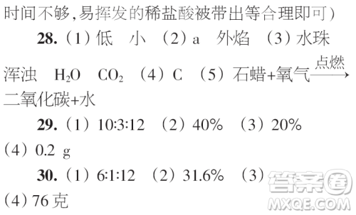 时代学习报初中版2023年秋九年级化学上册寒假特刊参考答案