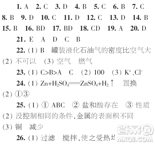 时代学习报初中版2023年秋九年级化学上册寒假特刊参考答案