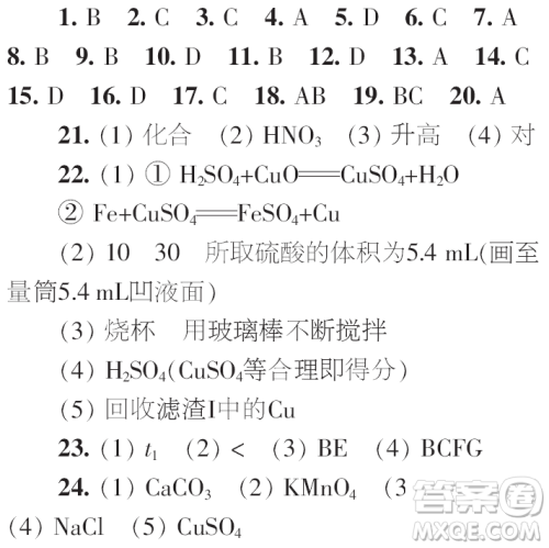时代学习报初中版2023年秋九年级化学上册寒假特刊参考答案