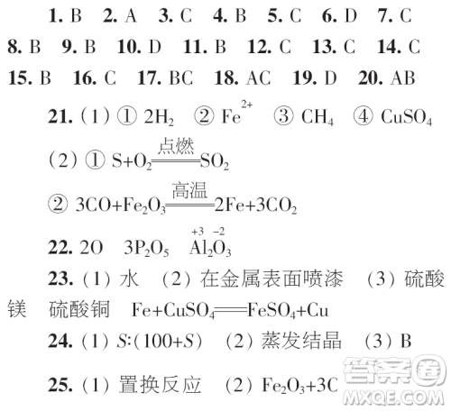时代学习报初中版2023年秋九年级化学上册寒假特刊参考答案