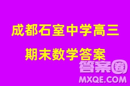 成都石室中学2023-2024学年高三上学期期末考试理科数学参考答案