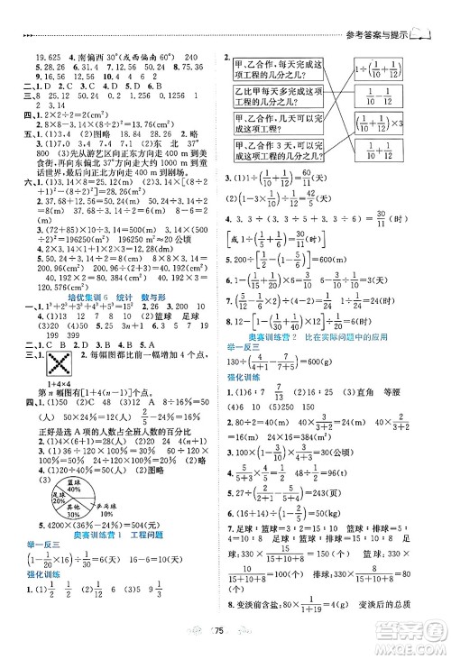 南方出版社2024万卷图书假期面对面寒假六年级数学通用版答案