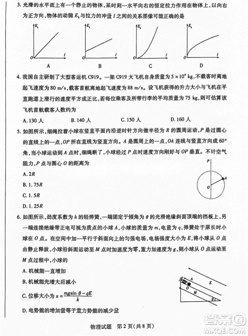 沧衡名校联盟2023-2024学年高三上学期期末联考物理参考答案