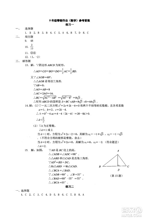 中西书局2024精彩假期寒假作业九年级合订本通用版答案