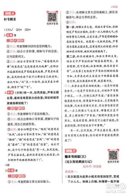 江西人民出版社2024一本寒假阅读六年级语文通用版答案 江西人民出版社2024一本寒假阅读六年级语文通用版答案