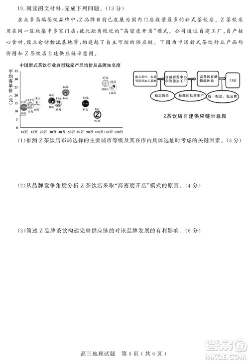 聊城市2023-2024学年高三上学期期末教学质量检测地理参考答案 聊城市2023-2024学年高三上学期期末教学质量检测地理参考答案