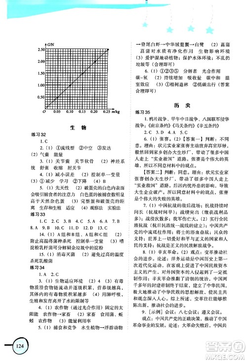 福建教育出版社2024欢乐寒假八年级合订本通用版答案