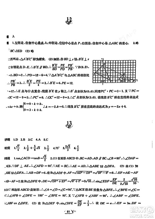 黄山书社2024寒假作业九年级数学沪科版答案