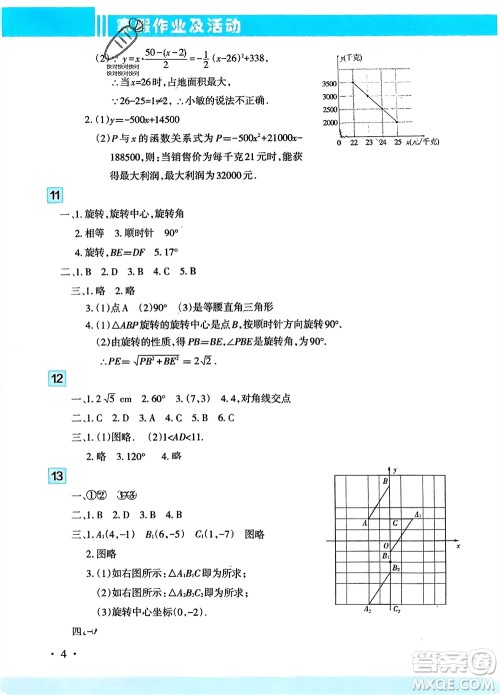 新疆文化出版社2024寒假作业及活动九年级数学通用版参考答案