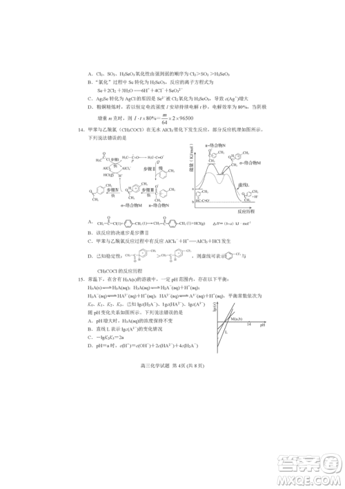 日照市2021级高三生上学期1月份期末校际联合考试化学试题参考答案