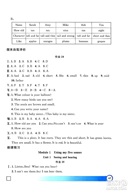 上海大学出版社2024钟书金牌寒假作业导与练三年级英语牛津版上海专版答案