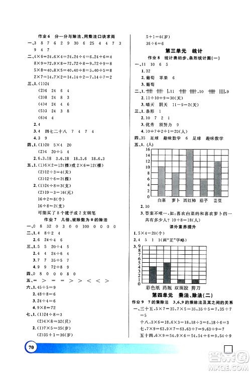 上海大学出版社2024钟书金牌寒假作业导与练二年级数学通用版上海专版答案