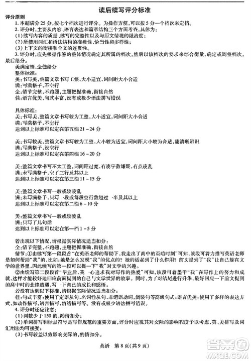 上进教育2024届高三上学期一轮总复习验收考试英语参考答案 上进教育2024届高三上学期一轮总复习验收考试英语参考答案