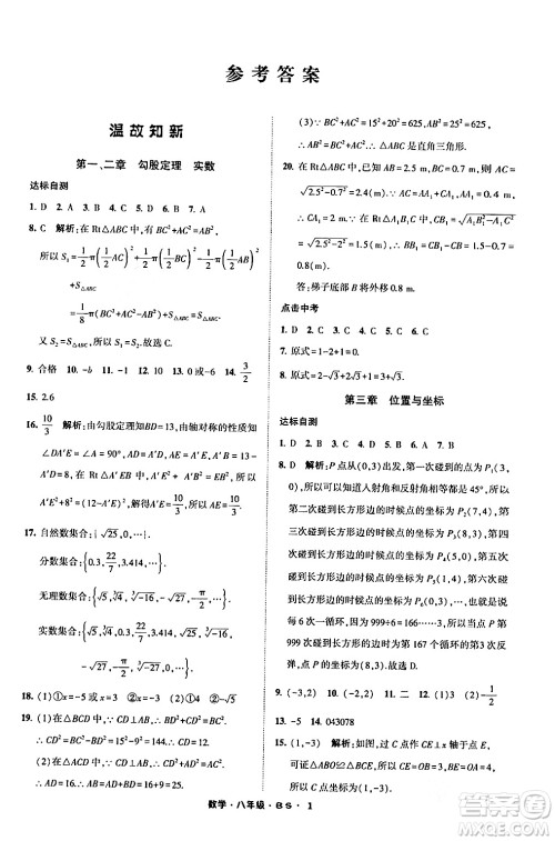 宁夏人民教育出版社2024经纶学霸寒假总动员八年级数学北师大版答案