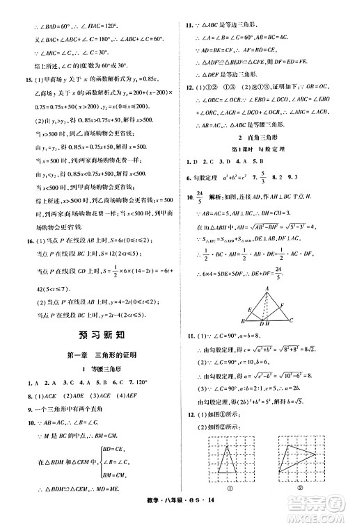 宁夏人民教育出版社2024经纶学霸寒假总动员八年级数学北师大版答案