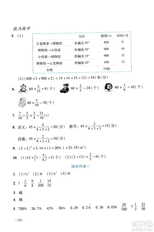 吉林出版集团股份有限公司2024假日数学六年级数学人教版答案