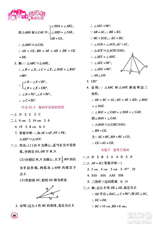 北京教育出版社2024新课标寒假乐园八年级数学课标版答案