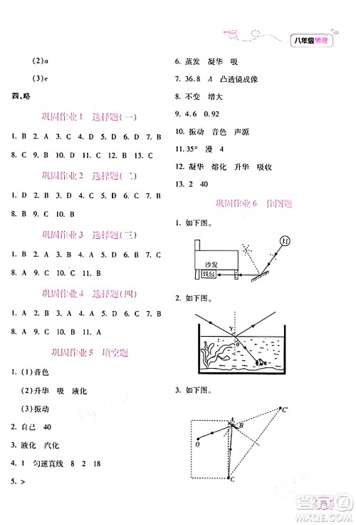 北京教育出版社2024新课标寒假乐园八年级物理课标版答案