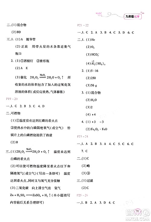 北京教育出版社2024新课标寒假乐园九年级化学课标版答案