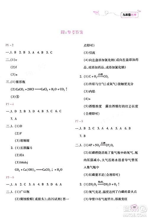 北京教育出版社2024新课标寒假乐园九年级化学课标版答案
