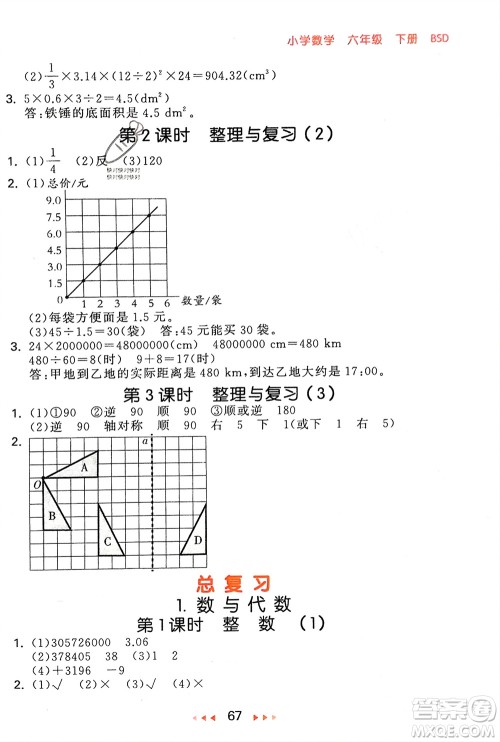 首都师范大学出版社2024年春53随堂测六年级数学下册北师大版参考答案