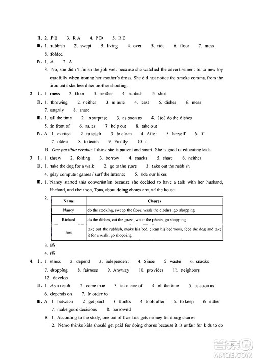 浙江教育出版社2024年春英语作业本八年级英语下册人教版答案