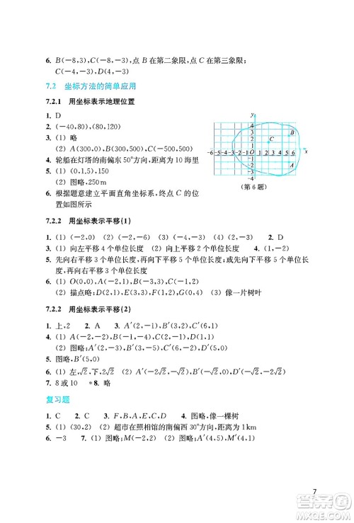 浙江教育出版社2024年春数学作业本七年级数学下册人教版答案