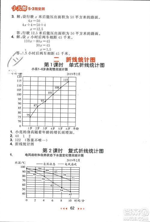 首都师范大学出版社2024年春53随堂测五年级数学下册苏教版参考答案