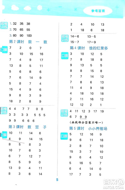 地质出版社2024年春小学口算大通关一年级数学下册北师大版答案 地质出版社2024年春小学口算大通关一年级数学下册北师大版答案