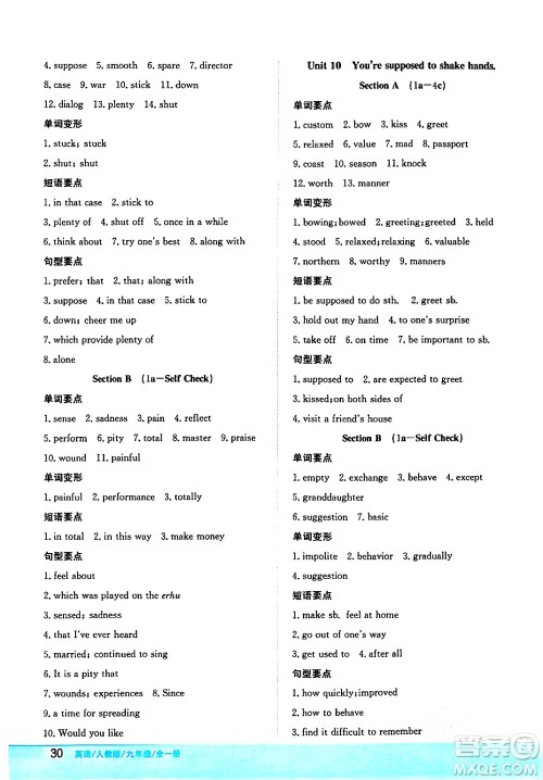 安徽教育出版社2024年春新编基础训练九年级英语全一册人教版答案 安徽教育出版社2024年春新编基础训练九年级英语全一册人教版答案