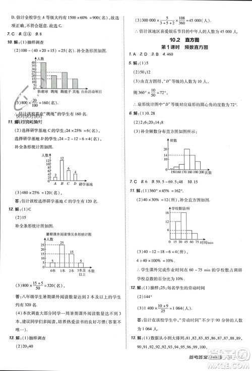 吉林教育出版社2024年春荣德基点拨训练七年级数学下册人教版参考答案